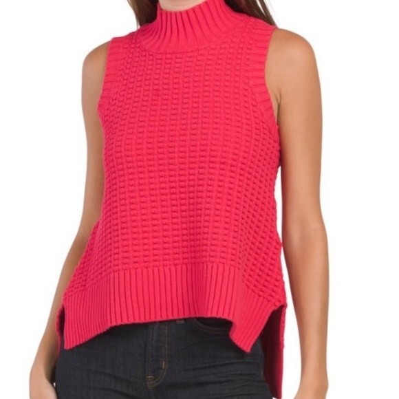 NWT French Connection Mozart Popcorn Sweater Vest in Fuchsia, Size XS - Picture 1 of 7